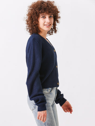 Chunky Ribbed Knit Sweater Cardigan
